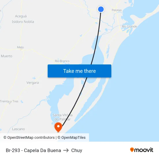Br-293 - Capela Da Buena to Chuy map