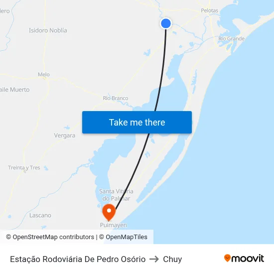 Estação Rodoviária De Pedro Osório to Chuy map