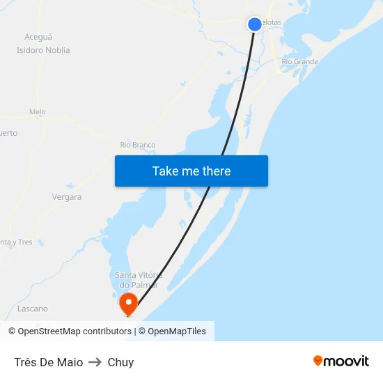 Três De Maio to Chuy map