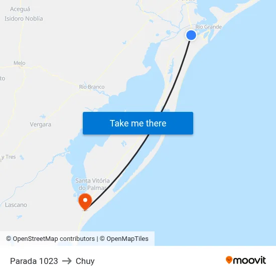 Parada 1023 to Chuy map