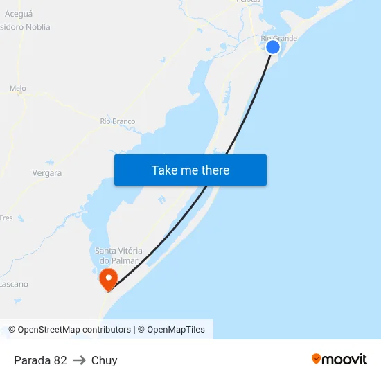 Parada 82 to Chuy map