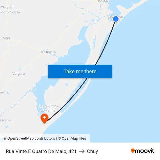 Rua Vinte E Quatro De Maio, 421 to Chuy map