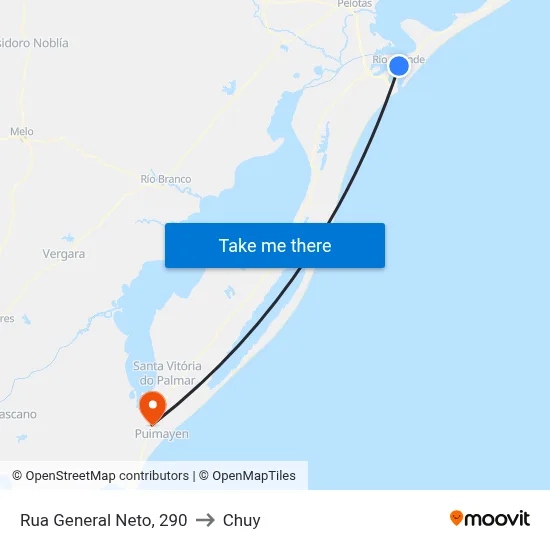 Rua General Neto, 290 to Chuy map