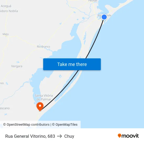 Rua General Vitorino, 683 to Chuy map