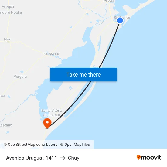 Avenida Uruguai, 1411 to Chuy map