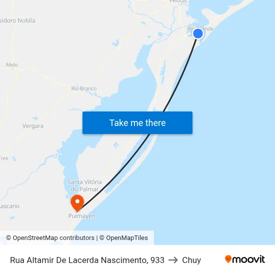 Rua Altamir De Lacerda Nascimento, 933 to Chuy map