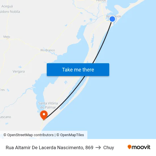 Rua Altamir De Lacerda Nascimento, 869 to Chuy map