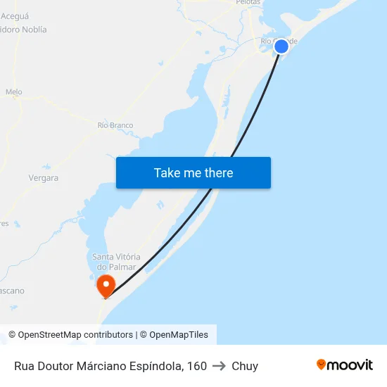 Rua Doutor Márciano Espíndola, 160 to Chuy map