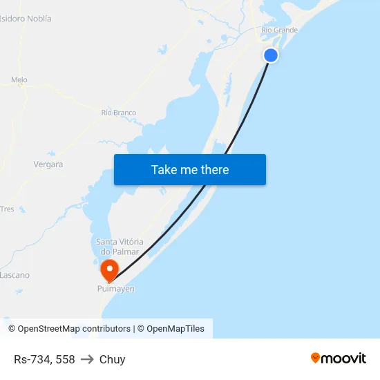 Rs-734, 558 to Chuy map