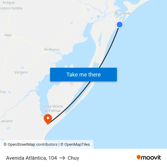 Avenida Atlântica, 104 to Chuy map