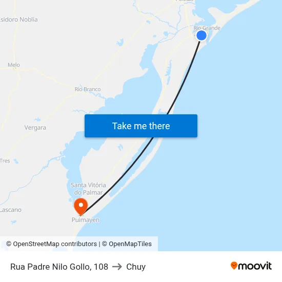 Rua Padre Nilo Gollo, 108 to Chuy map