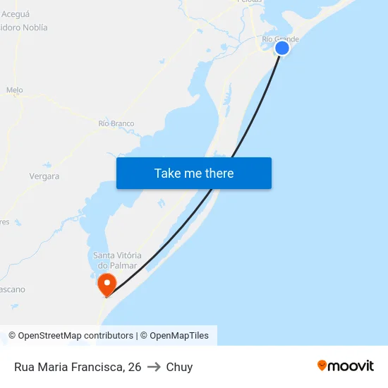 Rua Maria Francisca, 26 to Chuy map