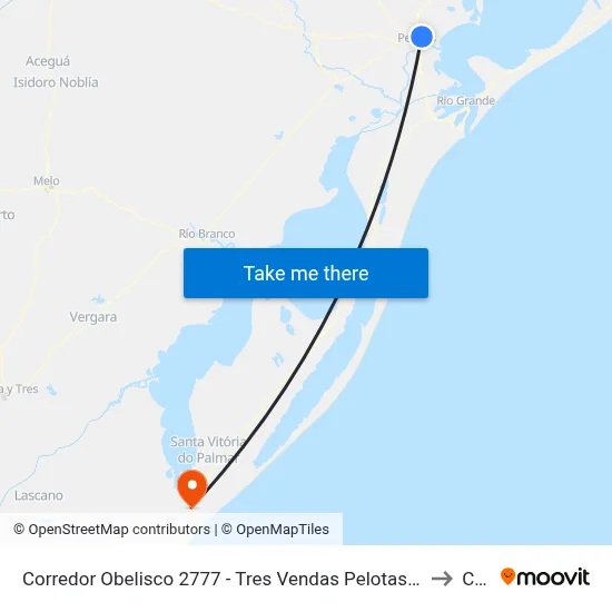 Corredor Obelisco 2777 - Tres Vendas Pelotas - Rs 96060-290 Brasil to Chuy map