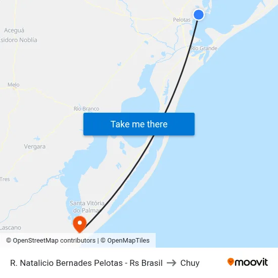 R. Natalicio Bernades Pelotas - Rs Brasil to Chuy map