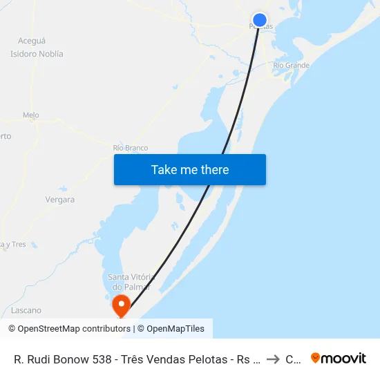 R. Rudi Bonow 538 - Três Vendas Pelotas - Rs 96070-310 Brasil to Chuy map