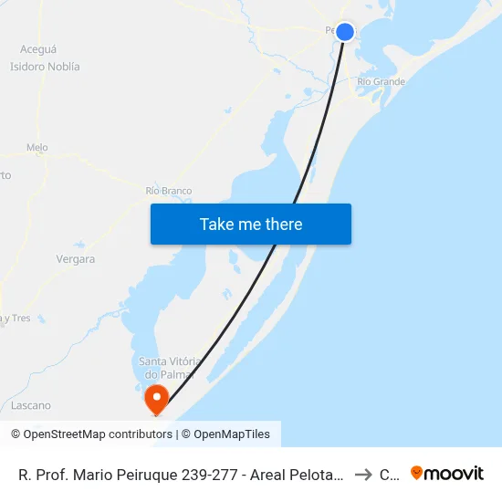 R. Prof. Mario Peiruque 239-277 - Areal Pelotas - Rs 96080-710 Brasil to Chuy map