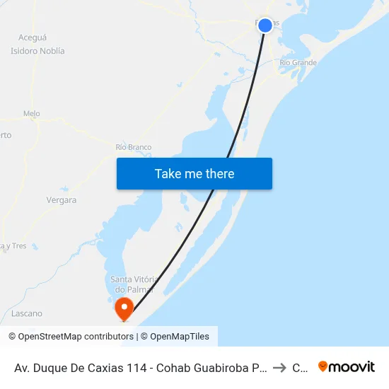 Av. Duque De Caxias 114 - Cohab Guabiroba Pelotas - Rs Brasil to Chuy map