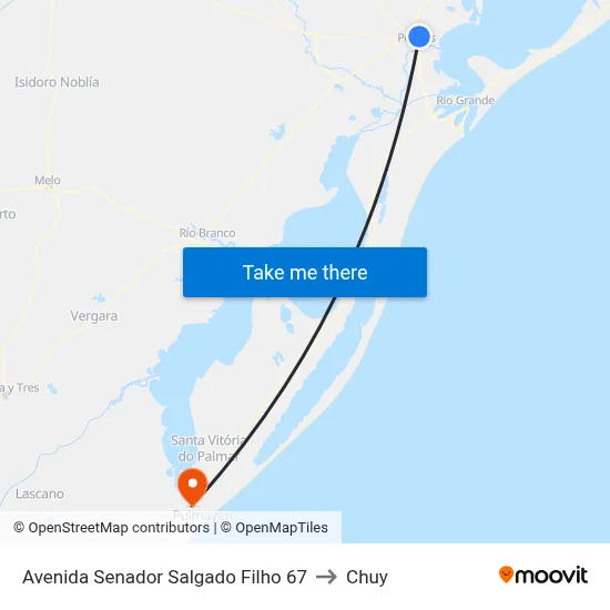 Avenida Senador Salgado Filho 67 to Chuy map
