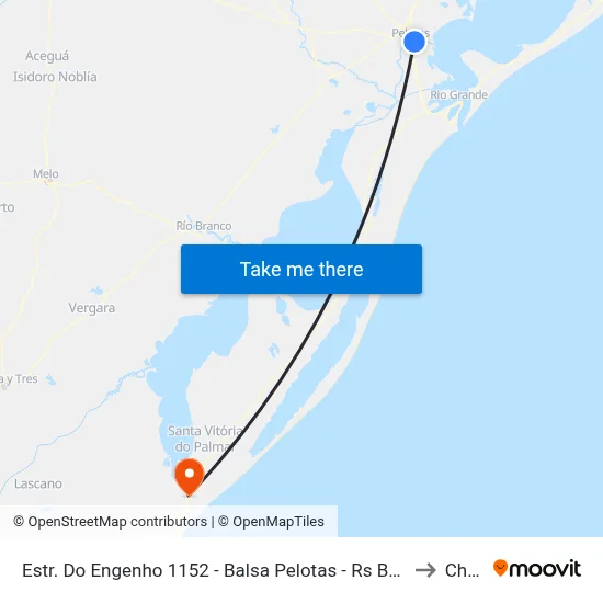 Estr. Do Engenho 1152 - Balsa Pelotas - Rs Brasil to Chuy map