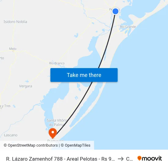 R. Lázaro Zamenhof 788 - Areal Pelotas - Rs 96075-120 Brasil to Chuy map