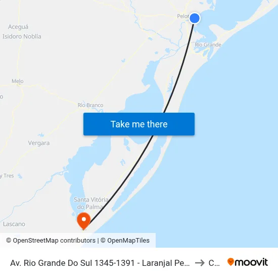 Av. Rio Grande Do Sul 1345-1391 - Laranjal Pelotas - Rs Brasil to Chuy map