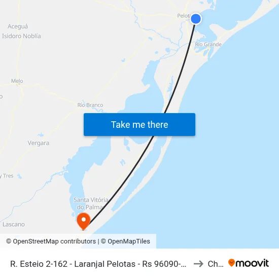 R. Esteio 2-162 - Laranjal Pelotas - Rs 96090-270 Brasil to Chuy map