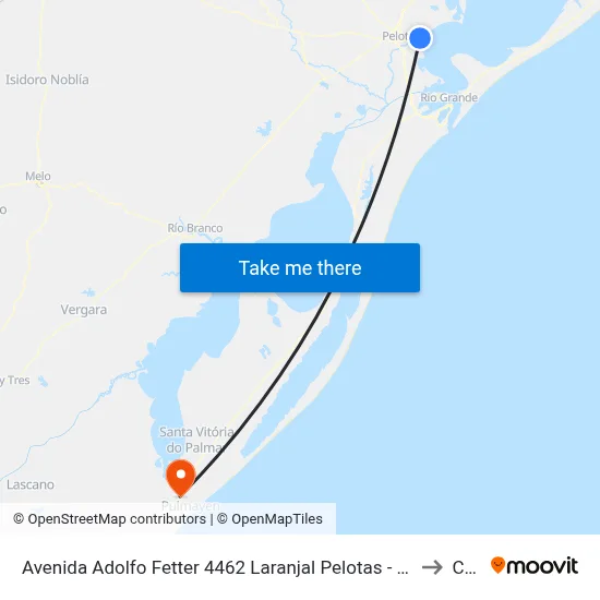 Avenida Adolfo Fetter 4462 Laranjal Pelotas - Rs 96090-000 Brasil to Chuy map