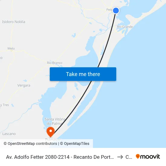 Av. Adolfo Fetter 2080-2214 - Recanto De Portugal Pelotas - Rs Brasil to Chuy map