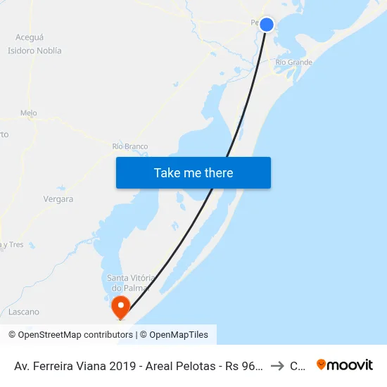 Av. Ferreira Viana 2019 - Areal Pelotas - Rs 96085-000 Brasil to Chuy map