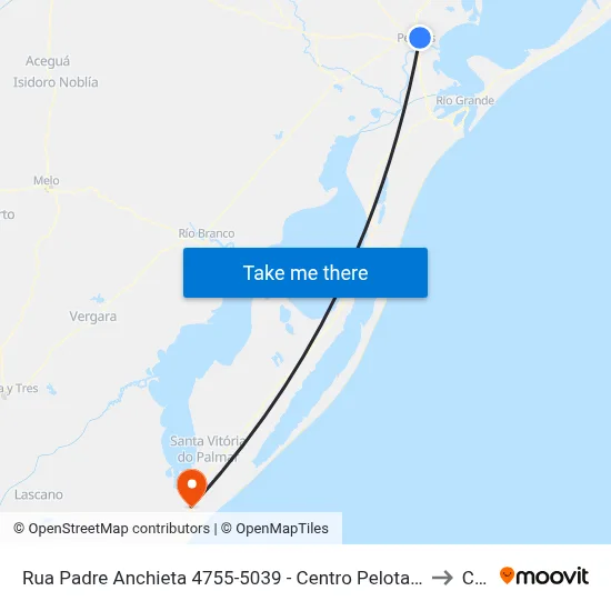 Rua Padre Anchieta 4755-5039 - Centro Pelotas - Rs 96015-420 Brasil to Chuy map