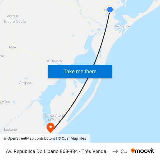 Av. República Do Libano 868-984 - Três Vendas Pelotas - Rs Brasil to Chuy map