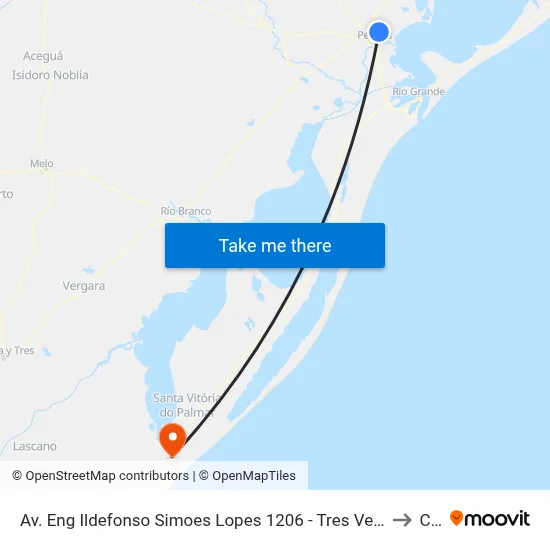 Av. Eng Ildefonso Simoes Lopes 1206 - Tres Vendas Pelotas - Rs 96060-290 Brasil to Chuy map