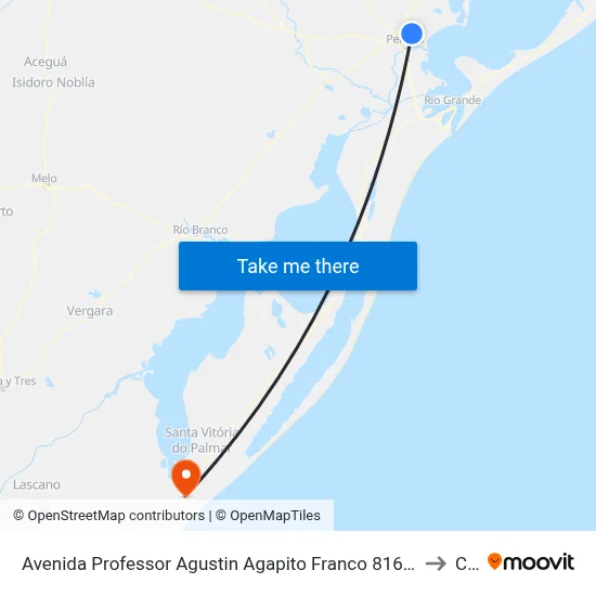 Avenida Professor Agustin Agapito Franco 8166 Areal Pelotas - Rs 96087-080 Brasil to Chuy map