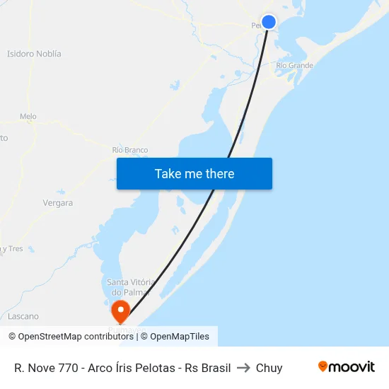 R. Nove 770 - Arco Íris Pelotas - Rs Brasil to Chuy map