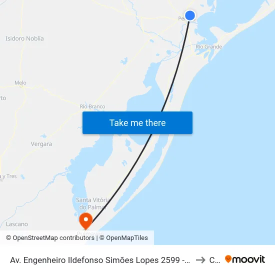 Av. Engenheiro Ildefonso Simões Lopes 2599 - Três Vendas Pelotas - Rs Brasil to Chuy map