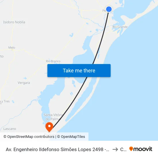 Av. Engenheiro Ildefonso Simões Lopes 2498 - Três Vendas Pelotas - Rs Brasil to Chuy map