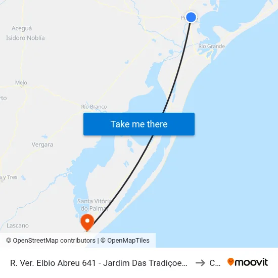 R. Ver. Elbio Abreu 641 - Jardim Das Tradiçoes Pelotas - Rs Brasil to Chuy map