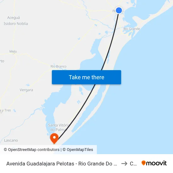 Avenida Guadalajara Pelotas - Rio Grande Do Sul 96060 Brasil to Chuy map