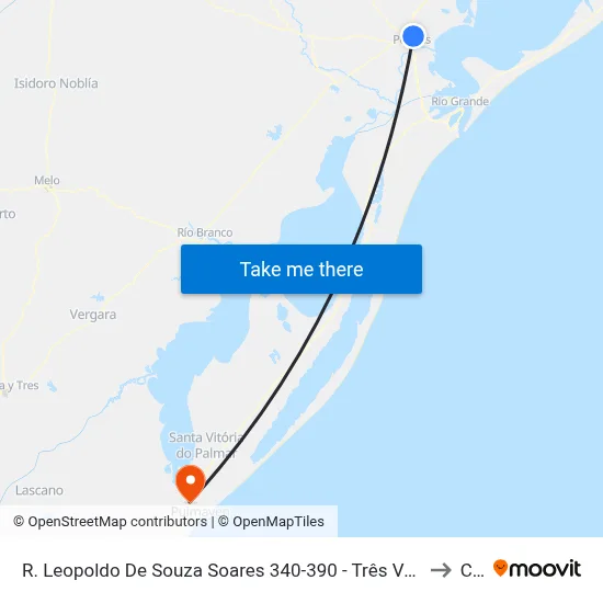 R. Leopoldo De Souza Soares 340-390 - Três Vendas Pelotas - Rs 96060-460 Brasil to Chuy map