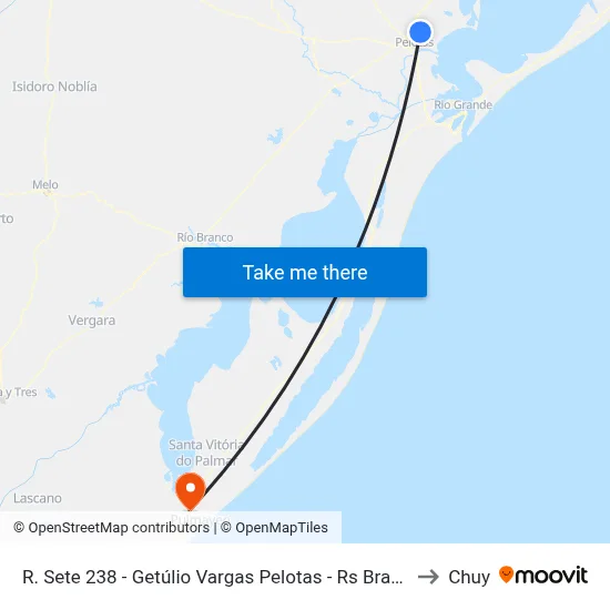 R. Sete 238 - Getúlio Vargas Pelotas - Rs Brasil to Chuy map
