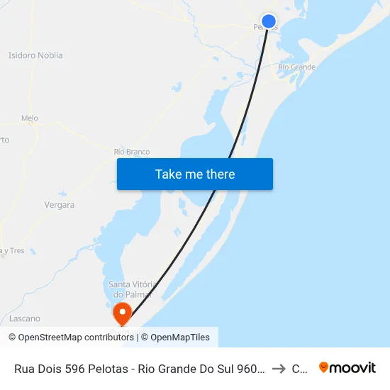 Rua Dois 596 Pelotas - Rio Grande Do Sul 96071-434 Brasil to Chuy map