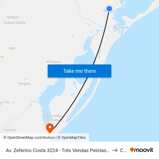 Av. Zeferino Costa 3224 - Três Vendas Pelotas - Rs 96070-480 Brasil to Chuy map