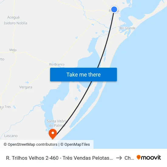 R. Trilhos Velhos 2-460 - Três Vendas Pelotas - Rs Brasil to Chuy map