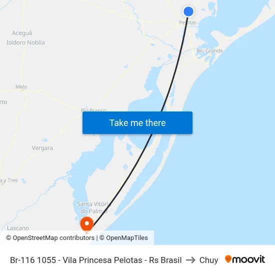 Br-116 1055 - Vila Princesa Pelotas - Rs Brasil to Chuy map