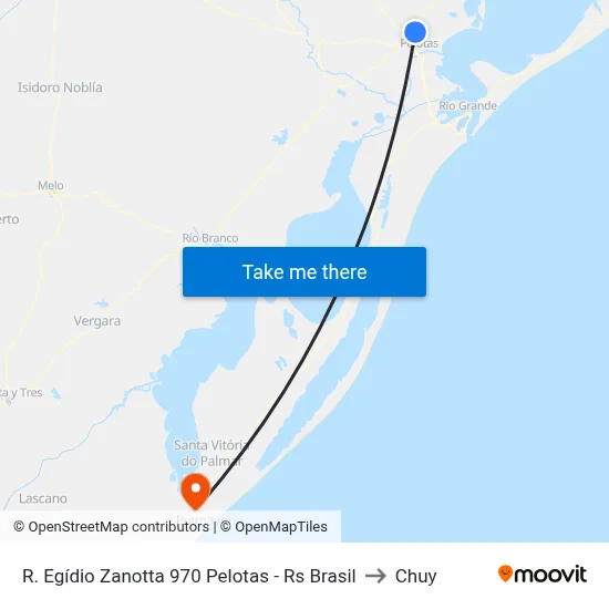R. Egídio Zanotta 970 Pelotas - Rs Brasil to Chuy map