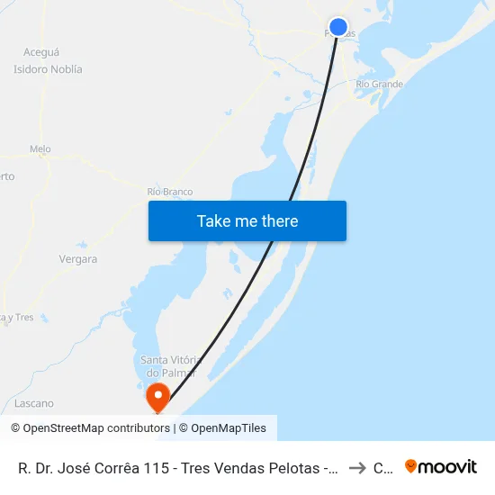 R. Dr. José Corrêa 115 - Tres Vendas Pelotas - Rs 96065-780 Brasil to Chuy map