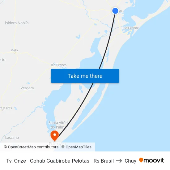 Tv. Onze - Cohab Guabiroba Pelotas - Rs Brasil to Chuy map