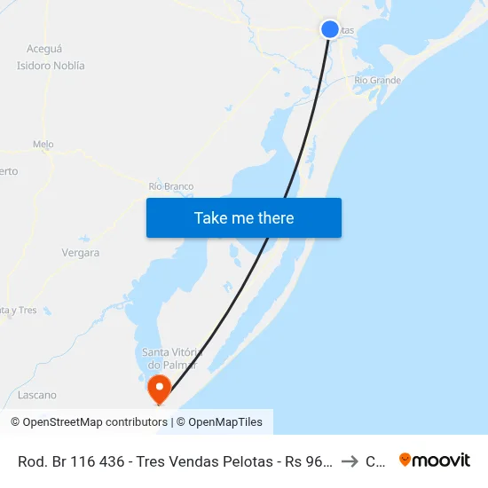 Rod. Br 116 436 - Tres Vendas Pelotas - Rs 96070-560 Brasil to Chuy map