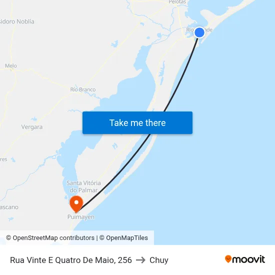 Rua Vinte E Quatro De Maio, 256 to Chuy map