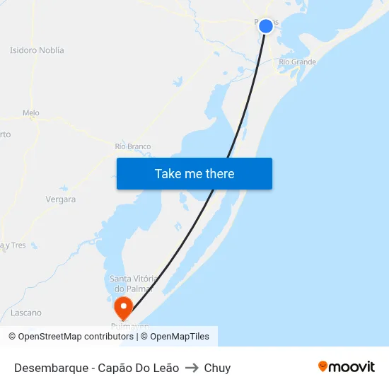Desembarque - Capão Do Leão to Chuy map